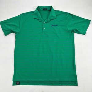 Turtleson Srixon Golf Polo Performance Striped Stretch Shirt XL Green Blue